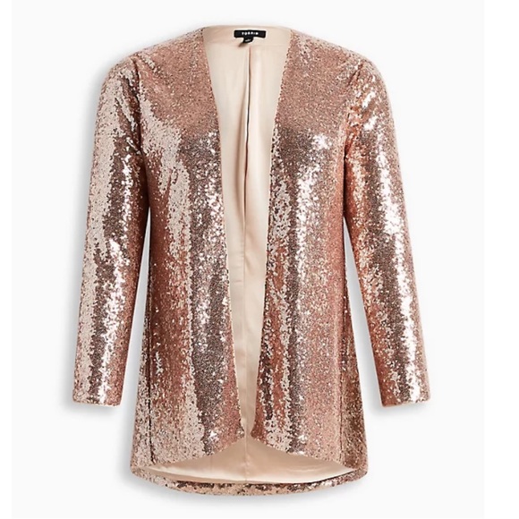 Torrid STRETCH SEQUIN MESH LONG LINE jacket blazer - Picture 5 of 14
